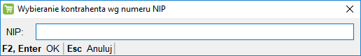 Wybieranie kontrahenta wg NIP